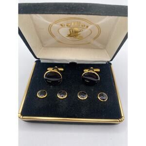 Raffles Vintage Onyx Cufflinks and Studs